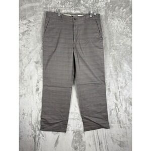 Banana Republic Mens Plaid Dress Pants Gray Size 36x32 Flat Front Casual Office